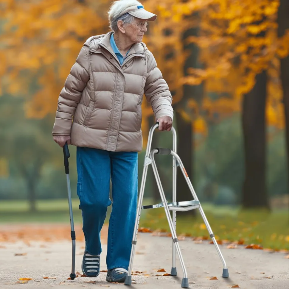 VEVOR Folding Hemi Walker, One Arm Folding Walker for Seniors with 6-Level Adjustable Height, Lightweight Aluminum | Side One-Hand Style Mobility Aid for Elderly Handicapped Disabled, Up to 350LBS