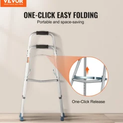 VEVOR Folding Hemi Walker, One Arm Folding Walker for Seniors with 6-Level Adjustable Height, Lightweight Aluminum | Side One-Hand Style Mobility Aid for Elderly Handicapped Disabled, Up to 350LBS