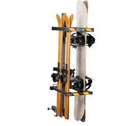 VEVOR Folding Hitch Mounted Ski & Snowboard Rack, Fits 2-Inch Receiver, Carries up to 6 Pairs of Skis or 4 Snowboards, Adjustable Hitch-Mounted Rack for Car with Key Lock, Security Strap, Tilt Access