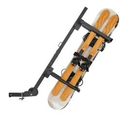 VEVOR Folding Hitch Mounted Ski & Snowboard Rack, Fits 2-Inch Receiver, Carries up to 6 Pairs of Skis or 4 Snowboards, Adjustable Hitch-Mounted Rack for Car with Key Lock, Security Strap, Tilt Access