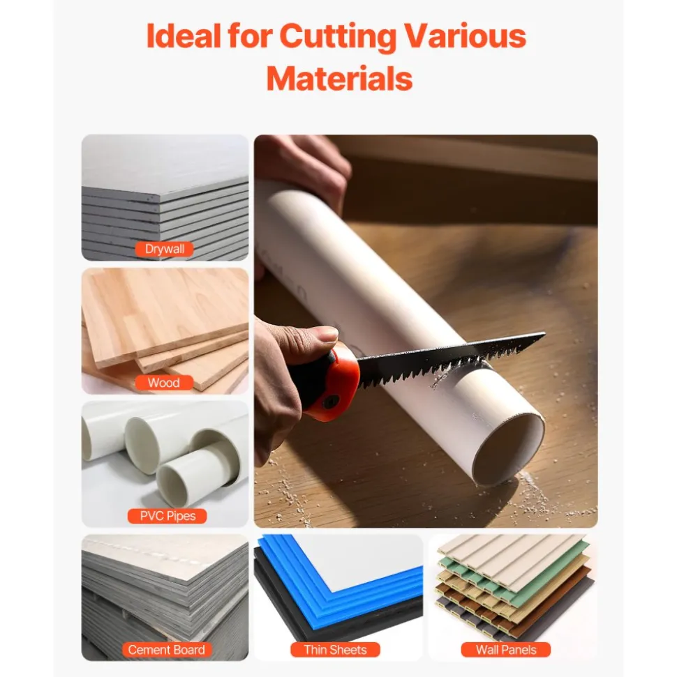 VEVOR Folding Jab Saw, 5 in Foldable Jab Saw with Soft Grip Handle, Folding Drywall Saw with Triple Ground Teeth and Sharp Tip, for Drywall, Wood, PVC Pipes, Cement Board, Thin Sheets, Wall Panels