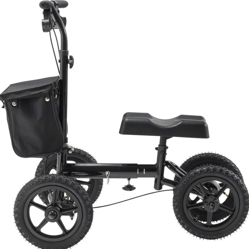 VEVOR Folding Knee Scooter, Aluminum Steerable Knee Walker with Height-Adjustable Handlebar & Knee Pad, 12" All-Terrain Wheels, Dual Brakes, Leg Recovery Scooter for Broken Ankle Foot Injuries, 350LBS