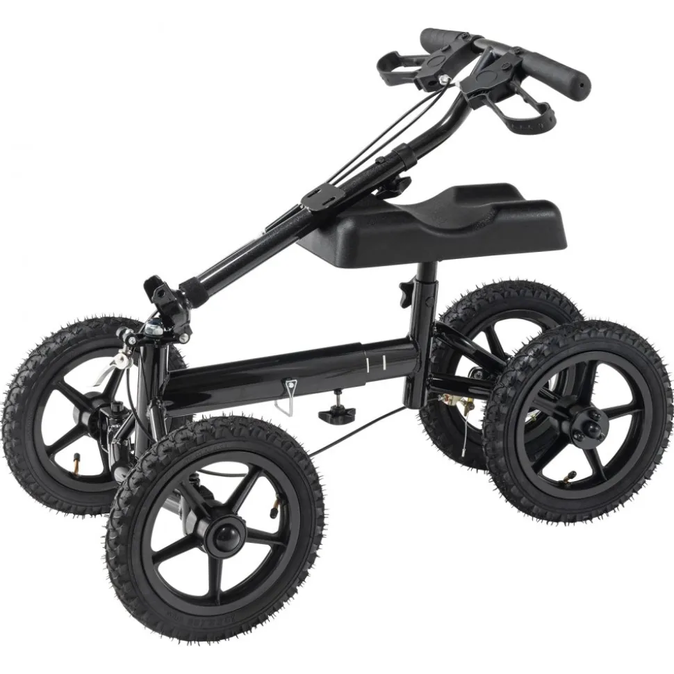 VEVOR Folding Knee Scooter, Aluminum Steerable Knee Walker with Height-Adjustable Handlebar & Knee Pad, 12" All-Terrain Wheels, Dual Brakes, Leg Recovery Scooter for Broken Ankle Foot Injuries, 350LBS