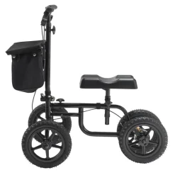 VEVOR Folding Knee Scooter, Carbon Steel Steerable Knee Walker with Height-Adjustable Handlebar & Knee Pad, 12