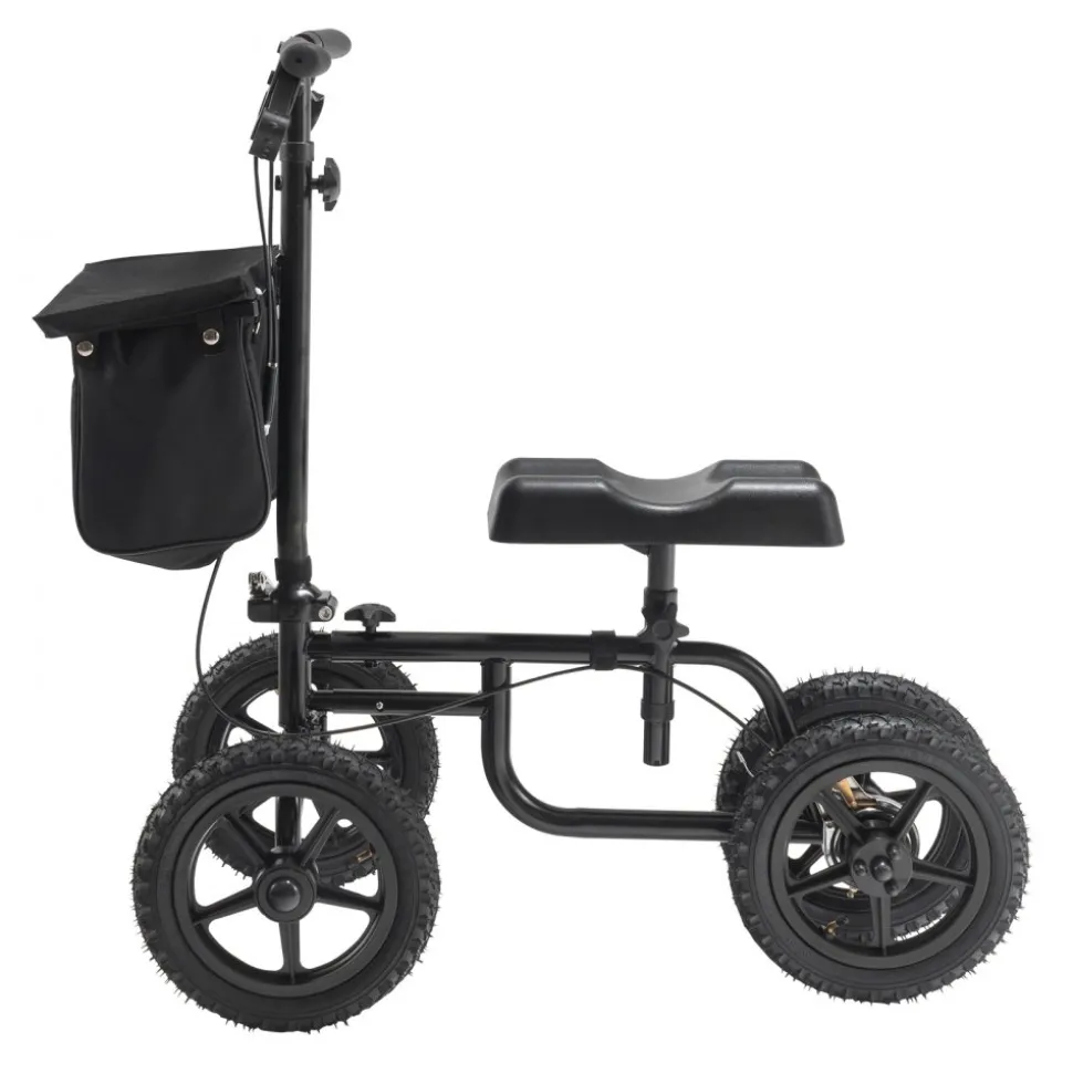 VEVOR Folding Knee Scooter, Carbon Steel Steerable Knee Walker with Height-Adjustable Handlebar & Knee Pad, 12" All-Terrain Wheel, Dual Brakes, Leg Recovery Scooter for Injured Ankle Foot Knee, 350LBS