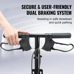 VEVOR Folding Knee Scooter, Carbon Steel Steerable Knee Walker with Height-Adjustable Handlebar & Knee Pad, All-Terrain Solid Wheels, Dual Brakes, Leg Recovery Scooter for Broken Ankle Foot Injuries