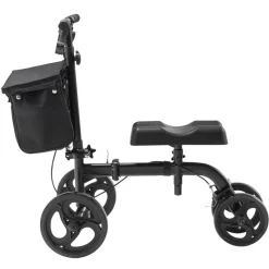 VEVOR Folding Knee Scooter, Carbon Steel Steerable Knee Walker with Height-Adjustable Handlebar & Knee Pad, All-Terrain Solid Wheels, Dual Brakes, Leg Recovery Scooter for Broken Ankle Foot Injuries