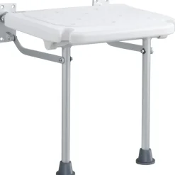 VEVOR Folding PE Shower Seat, 15.7'' x 14.8'' Unfolded, Wall Mounted Fold Up Shower Bench with 500 lbs Load Capacity, Space Saving Fold Down Shower Chair for Seniors Pregnant Women Children Adults