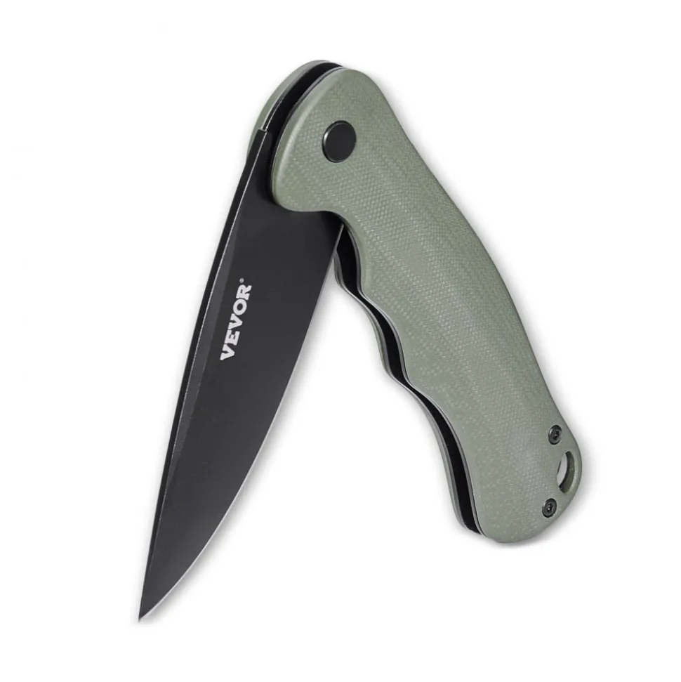 VEVOR Folding Pocket Knife, 3.5 in/8.8 cm D2 Steel Blade, G10 Handle Small EDC Knife with Pocket Clip, Sharp Camping Survival Hiking Knife, 3.84 oz/0.1 kg Easy to Carry for Men Women Self Defense