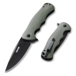 VEVOR Folding Pocket Knife, 3.5 in/8.8 cm D2 Steel Blade, G10 Handle Small EDC Knife with Pocket Clip, Sharp Camping Survival Hiking Knife, 3.84 oz/0.1 kg Easy to Carry for Men Women Self Defense
