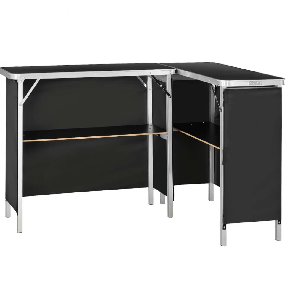 VEVOR Folding Portable Bar Table, 2 pcs, 38.6 x 15.2 x 34.3 in, with Carry Bag, Storage Shelf, Detachable Skirt, Quick and Easy Setup, Foldable Mobile Bartending Station for Events, Party, Tradeshow