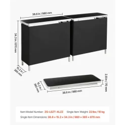 VEVOR Folding Portable Bar Table, 2 pcs, 38.6 x 15.2 x 34.3 in, with Carry Bag, Storage Shelf, Detachable Skirt, Quick and Easy Setup, Foldable Mobile Bartending Station for Events, Party, Tradeshow