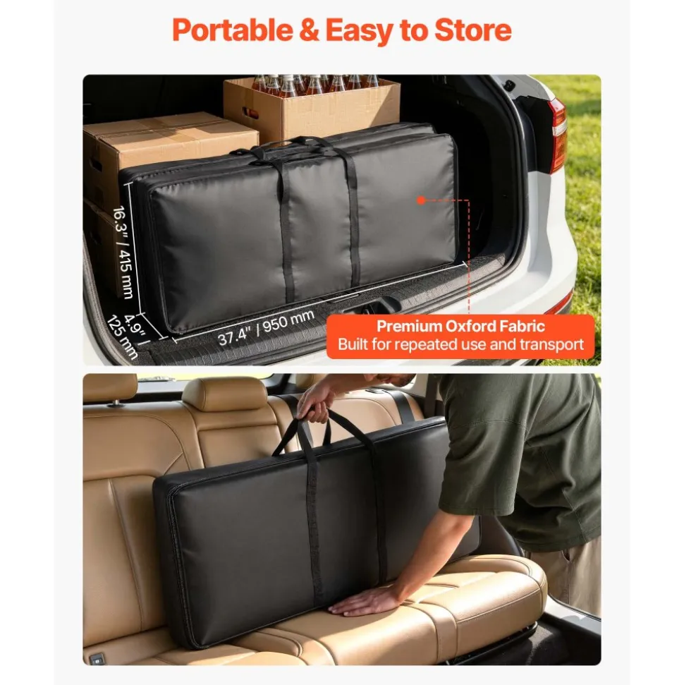 VEVOR Folding Portable Bar Table, 2 pcs, 38.6 x 15.2 x 34.3 in, with Carry Bag, Storage Shelf, Detachable Skirt, Quick and Easy Setup, Foldable Mobile Bartending Station for Events, Party, Tradeshow