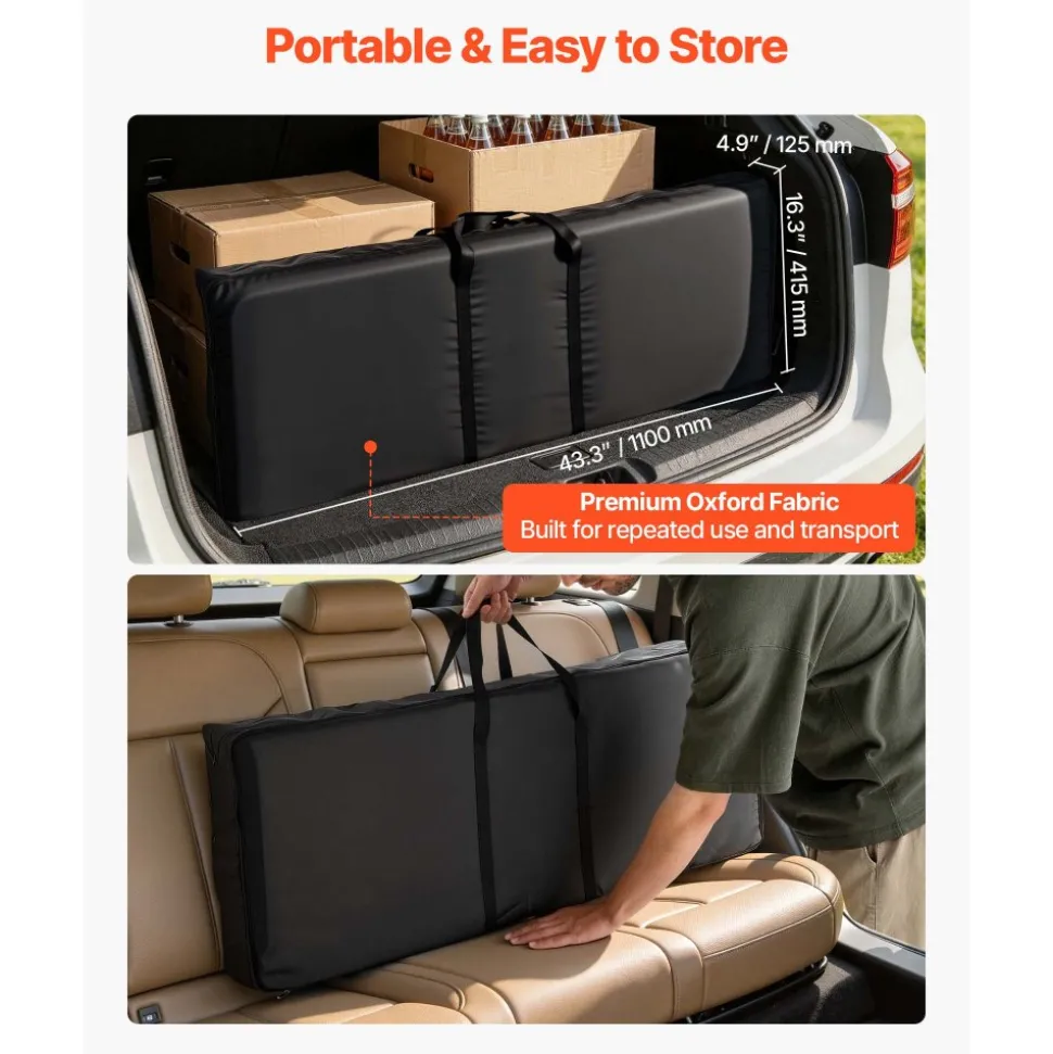 VEVOR Folding Portable Bar Table, 43.3 x 15.2 x 34.8 in, with Carry Bag, 2 Storage Shelves, and Detachable Skirt, Quick and Easy Setup, Foldable Mobile Bartending Station for Events, Party, Tradeshow
