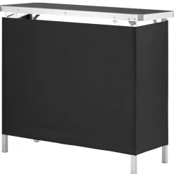 VEVOR Folding Portable Bar Table, Tradeshow Podium Table for Indoor, Outdoor, Party, Picnic, Exhibition, Includes Carrying Case, Storage Shelf and  Black Skirt, 38.39" x 15.16" x 34.25"