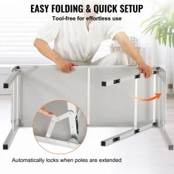 VEVOR Folding Portable Bar Table, Tradeshow Podium Table for Indoor, Outdoor, Party, Picnic, Exhibition, Includes Carrying Case, Storage Shelf and  Black Skirt, 38.39" x 15.16" x 34.25"