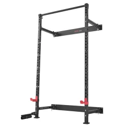 VEVOR Folding Power Cage, Wall-Mounted Power Rack Squat Rack, Multifunctional Strength Training Workout Equipment with Landmine Holder, Adjustable J-Hooks & Pull-Up Bar for Home Gym, 1000LBS Capacity