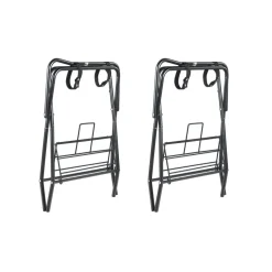 VEVOR Folding Saddle Rack, 28 x 19 x 37.5 in, 2 Packs Freestanding Horse Saddle Stand, Portable Horse Blanket Holder, Heavy Duty Steel Saddle Rack for English & Western Saddles, Tack Storage, Black