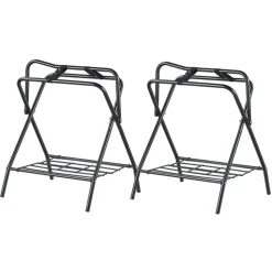 VEVOR Folding Saddle Rack, 28 x 19 x 37.5 in, 2 Packs Freestanding Horse Saddle Stand, Portable Horse Blanket Holder, Heavy Duty Steel Saddle Rack for English & Western Saddles, Tack Storage, Black