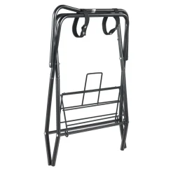 VEVOR Folding Saddle Rack, 28 x 19 x 37.5 in, Freestanding Horse Saddle Stand, Portable Horse Blanket Holder, Heavy Duty Steel Saddle Rack for English & Western Saddles, Tack Storage, Black