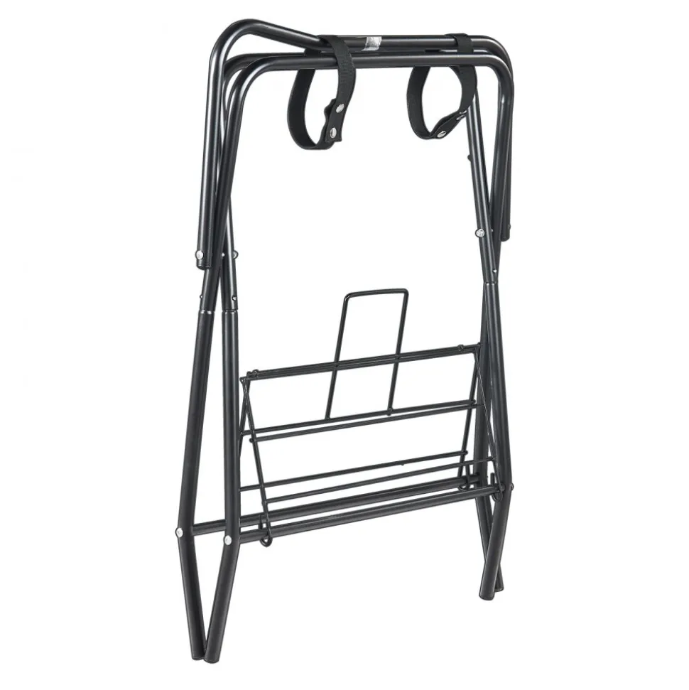 VEVOR Folding Saddle Rack, 28 x 19 x 37.5 in, Freestanding Horse Saddle Stand, Portable Horse Blanket Holder, Heavy Duty Steel Saddle Rack for English & Western Saddles, Tack Storage, Black