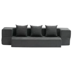 VEVOR Folding Sofa Bed, 3-in-1 Foldable Couch Bed with 3 Pillows and Washable Cover, 25D High Density Memory Foam Convertible Sleeper Chair Bed, Futon Couch for Living Room, Bedroom, Dark Grey(Twin)