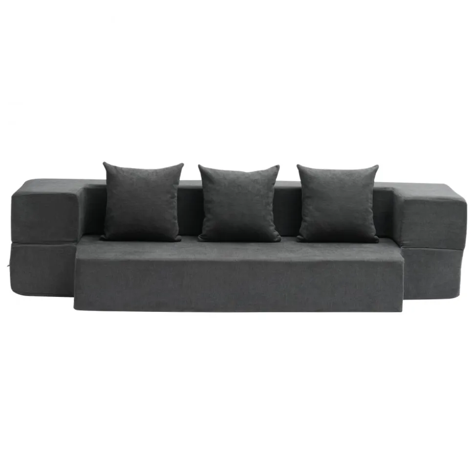 VEVOR Folding Sofa Bed, 3-in-1 Foldable Couch Bed with 3 Pillows and Washable Cover, 25D High Density Memory Foam Convertible Sleeper Chair Bed, Futon Couch for Living Room, Bedroom, Dark Grey(Twin)