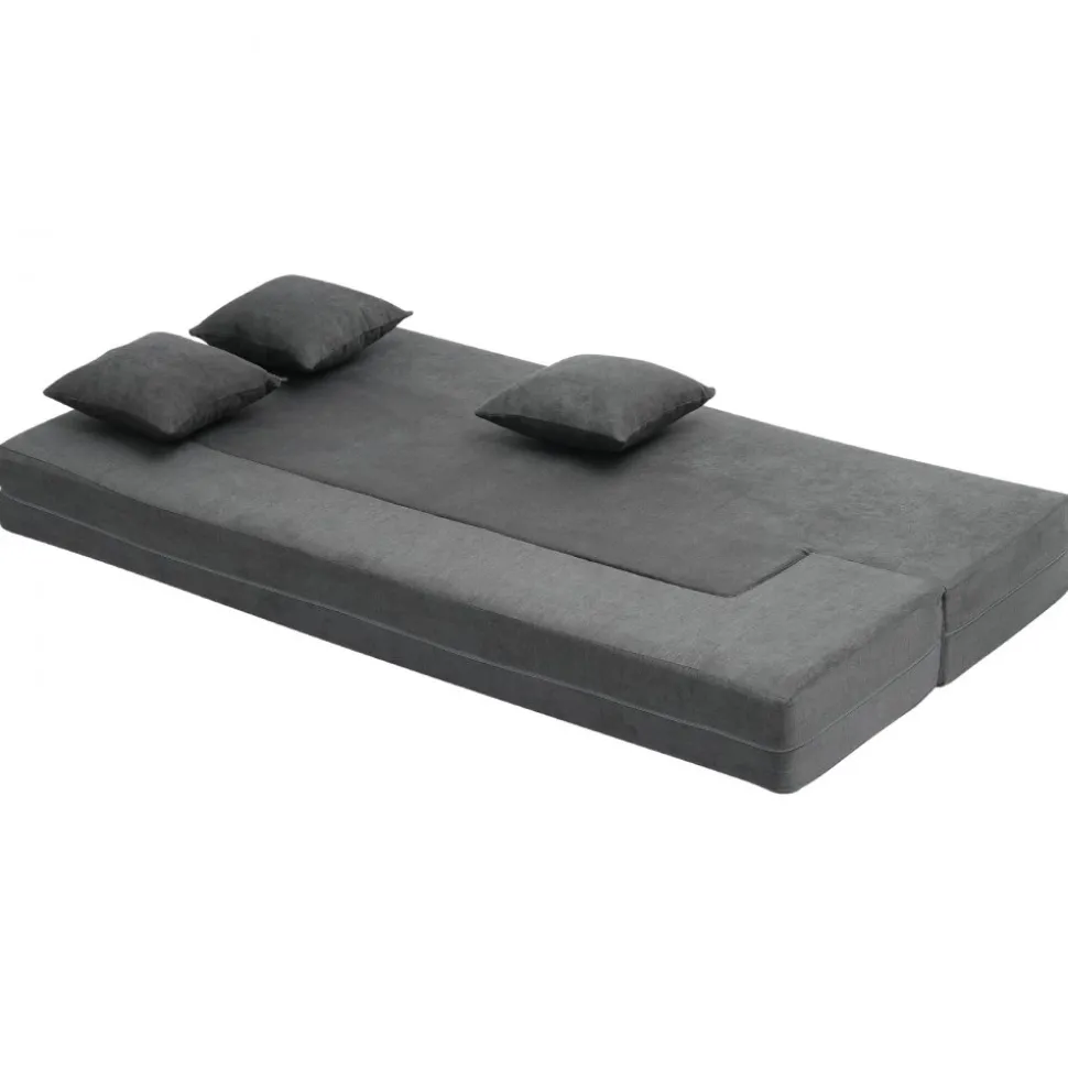 VEVOR Folding Sofa Bed, 3-in-1 Foldable Couch Bed with 3 Pillows and Washable Cover, 25D High Density Memory Foam Convertible Sleeper Chair Bed, Futon Couch for Living Room, Bedroom, Dark Grey(Twin)