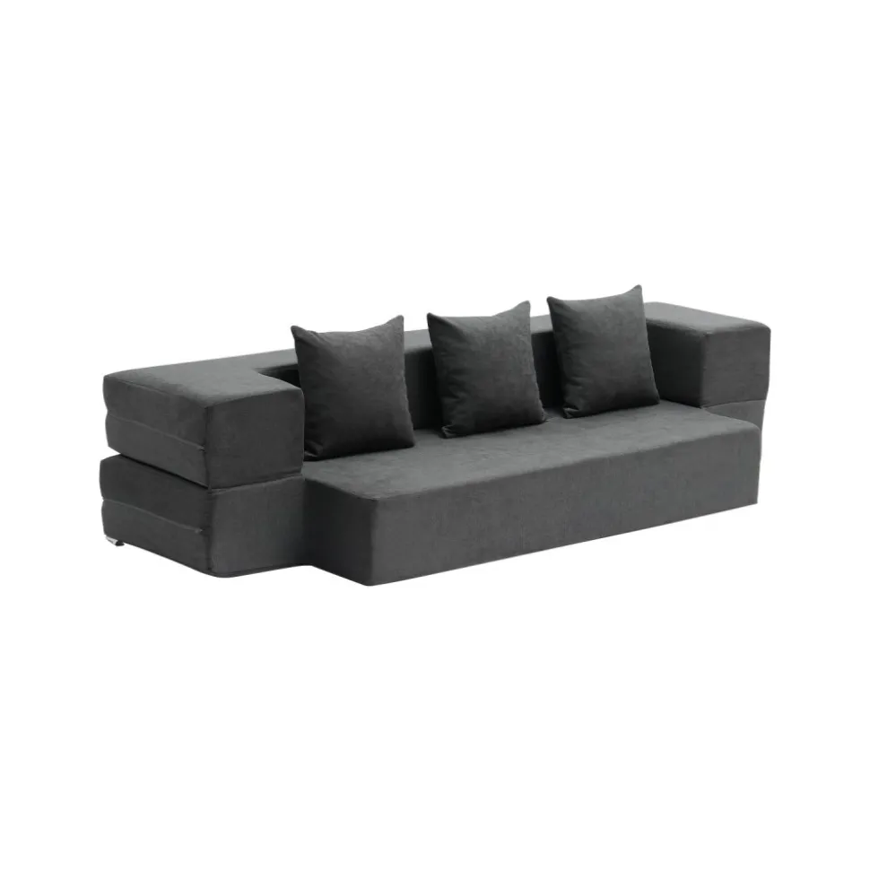 VEVOR Folding Sofa Bed, 3-in-1 Foldable Couch Bed with 3 Pillows and Washable Cover, 25D High Density Memory Foam Convertible Sleeper Chair Bed, Futon Couch for Living Room, Bedroom, Dark Grey(Twin)