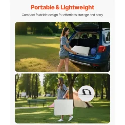 VEVOR Folding Table, 6 Ft Heavy Duty Portable Fold-in-Half Utility Table, Indoor Outdoor Plastic Rectangle Table with Built in Handle, for Party, Dining, Wedding, Events, Picnic, Camping, White