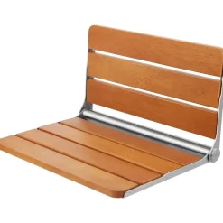 VEVOR Folding Teak Shower Seat, 20.9 x 16'' Unfolded, Wall Mounted Fold Up Shower Bench with 500 lbs Load Capacity, Space Saving Home Care Fold Down Shower Chair, for Seniors Pregnant Women Children