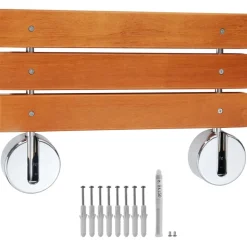 VEVOR Folding Teak Shower Seat, 20.1