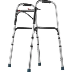 VEVOR Folding Walker, 2-Button Folding Walkers with 8-Level Adjustable Height and Durable Handles, Lightweight Aluminum Mobility Walker Aid for Elderly Handicapped Disabled, Up to 350 Pounds
