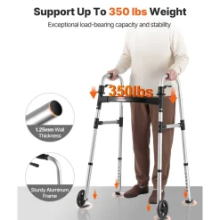 VEVOR Folding Walker, 2-Button Foldable Walker with 5