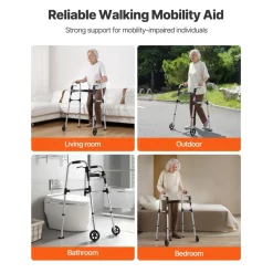 VEVOR Folding Walker, 2-Button Foldable Walker with 5
