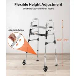 VEVOR Folding Walker, 2-Button Foldable Walker with 5