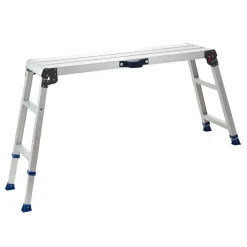 VEVOR Folding Work Platform, Adjustable Height 23-34.5 in, 40 x 12 in Aluminum Step Stool, 500 lbs Load Capacity, Heavy Duty Non-Slip Platform Ladder, Portable Work Bench for Painting, Maintenance
