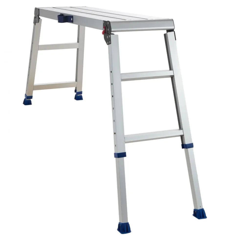 VEVOR Folding Work Platform, Adjustable Height 23-34.5 in, 40 x 12 in Aluminum Step Stool, 500 lbs Load Capacity, Heavy Duty Non-Slip Platform Ladder, Portable Work Bench for Painting, Maintenance
