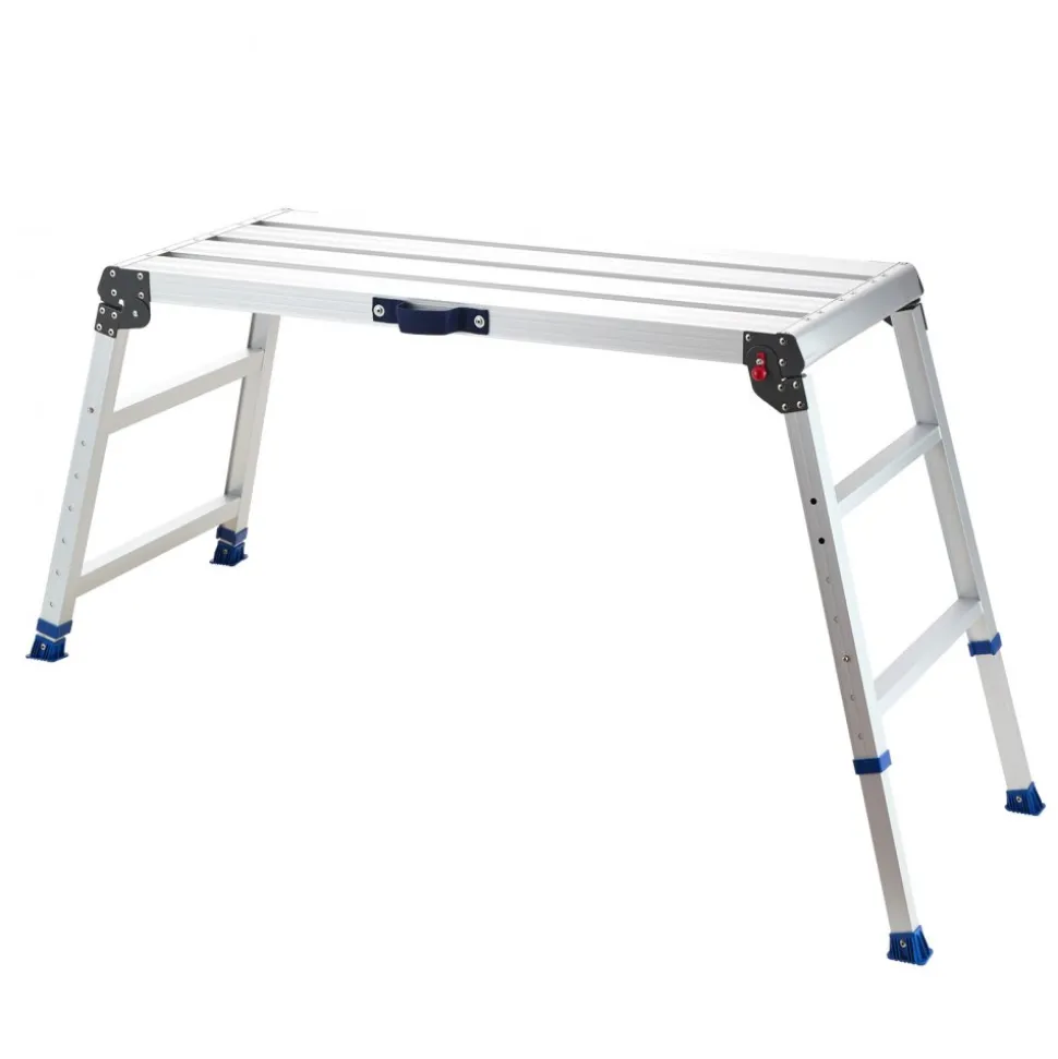 VEVOR Folding Work Platform, Adjustable Height 23-34.5 in, 40 x 18 in Aluminum Step Stool, 500 lbs Load Capacity, Heavy Duty Non-Slip Platform Ladder, Portable Work Bench for Painting, Maintenance