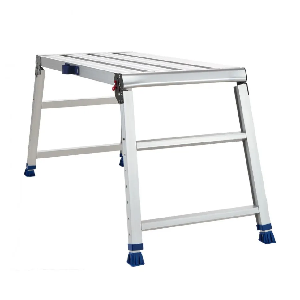 VEVOR Folding Work Platform, Adjustable Height 23-34.5 in, 40 x 18 in Aluminum Step Stool, 500 lbs Load Capacity, Heavy Duty Non-Slip Platform Ladder, Portable Work Bench for Painting, Maintenance