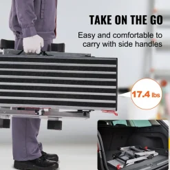 VEVOR Folding Work Platform, 660 lbs Load Capacity, Aluminum Drywall Stool Ladder, Heavy Duty Work Bench w/ Non-Slip Feet, Ideal for Washing Vehicles, Cleaning, Painting, Decorating