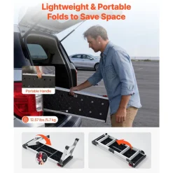 VEVOR Folding Work Platform, 35.8 x 12.2 in Aluminum Step Stool, 16.5 in Height, 500 lbs Load Capacity, Heavy Duty Platform Ladder with Locks, Portable Work Bench for Painting & Maintenance & Home
