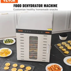 VEVOR Food Dehydrator Machine, 10 Stainless Steel Trays, 1000W Electric Food Dryer with Digital Adjustable Timer & Temperature for Jerky, Herb, Meat, Beef, Fruit, Dog Treats and Vegetables