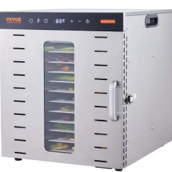 VEVOR Food Dehydrator Machine, 10 Stainless Steel Trays, 1000W Electric Food Dryer with Digital Adjustable Timer & Temperature for Jerky, Herb, Meat, Beef, Fruit, Dog Treats and Vegetables