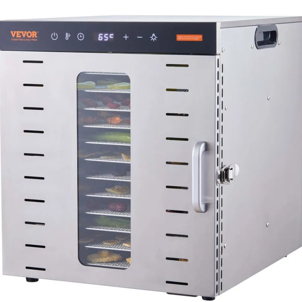 VEVOR Food Dehydrator Machine, 10 Stainless Steel Trays, 1000W Electric Food Dryer with Digital Adjustable Timer & Temperature for Jerky, Herb, Meat, Beef, Fruit, Dog Treats and Vegetables