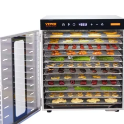 VEVOR Food Dehydrator Machine, 10 Stainless Steel Trays, 1000W Electric Food Dryer with Digital Adjustable Timer & Temperature for Jerky, Herb, Meat, Beef, Fruit, Dog Treats and Vegetables
