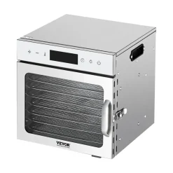 VEVOR Food Dehydrator Machine, 8 Stainless Steel Trays, 400W Electric Food Dryer with Adjustable Temperature & 24-Hour Timer, Heated Dryer for Jerky, Meat, Fruit, Vegetables, Herbs, Dog Treats