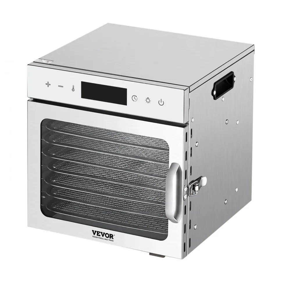 VEVOR Food Dehydrator Machine, 8 Stainless Steel Trays, 400W Electric Food Dryer with Adjustable Temperature & 24-Hour Timer, Heated Dryer for Jerky, Meat, Fruit, Vegetables, Herbs, Dog Treats