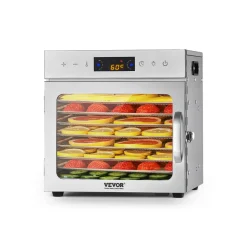 VEVOR Food Dehydrator Machine, 8 Stainless Steel Trays, 400W Electric Food Dryer with Adjustable Temperature & 24-Hour Timer, Heated Dryer for Jerky, Meat, Fruit, Vegetables, Herbs, Dog Treats