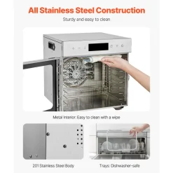 VEVOR Food Dehydrator Machine, 8 Stainless Steel Trays, 400W Electric Food Dryer with Adjustable Temperature & 24-Hour Timer, Heated Dryer for Jerky, Meat, Fruit, Vegetables, Herbs, Dog Treats